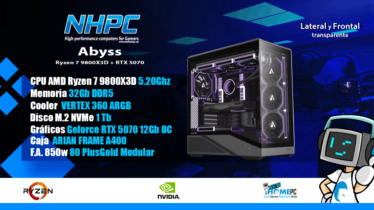Pc Gaming NHPC ABYSS - Ryzen 7 9800X3D - 1TB - 32GB - RTX 5070